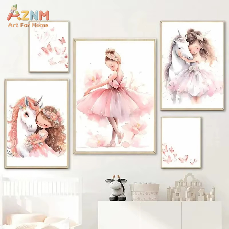 Baby Unicorn Nursery - 1 Pezzo, Poster Decorativo in Tela
