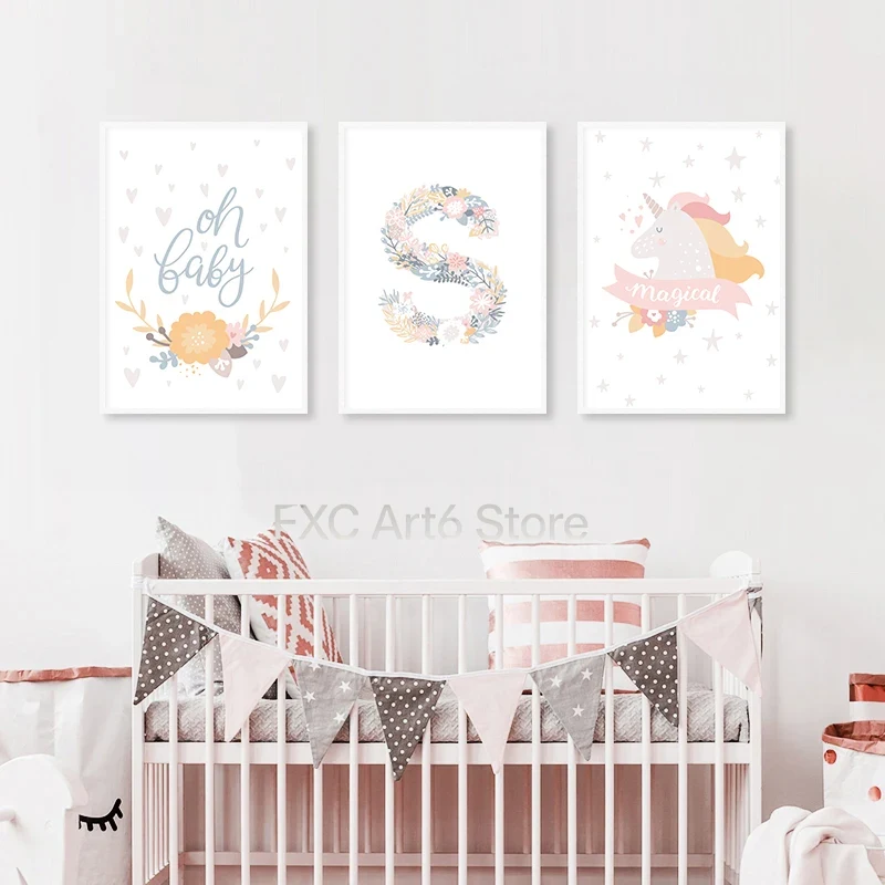 Baby Unicorn Nursery - 1 pezzo di quadro senza cornice