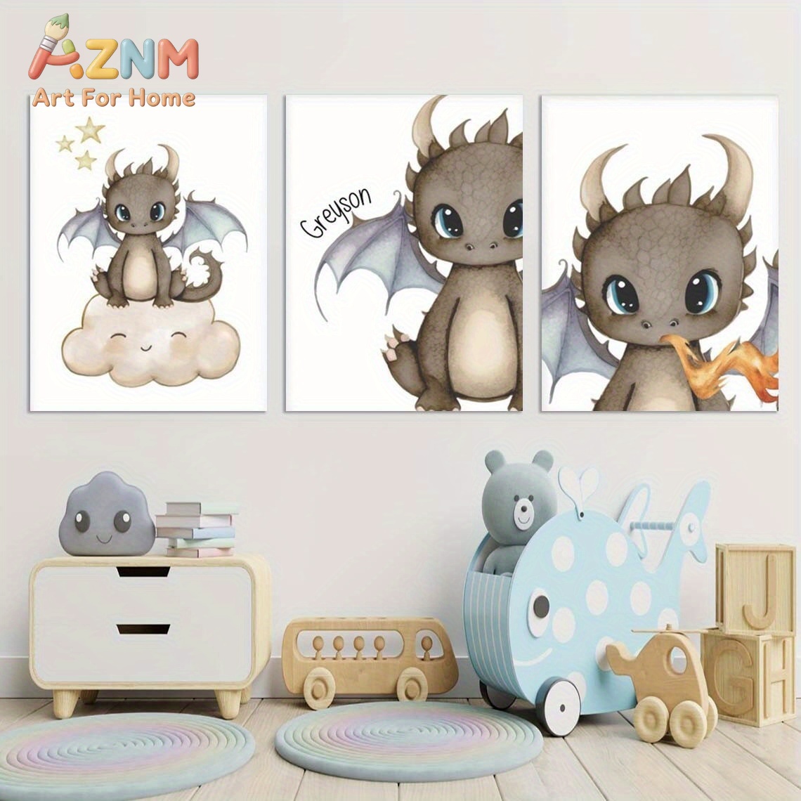 Baby Nursery Prints - AZNM Dipinto su Tela con Simpatico