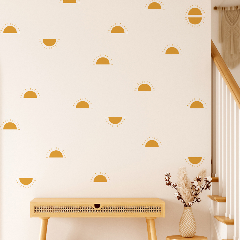 Baby Nursery Yellow Walls - Boho Giallo Arancione Mezzo Sole Adesivi