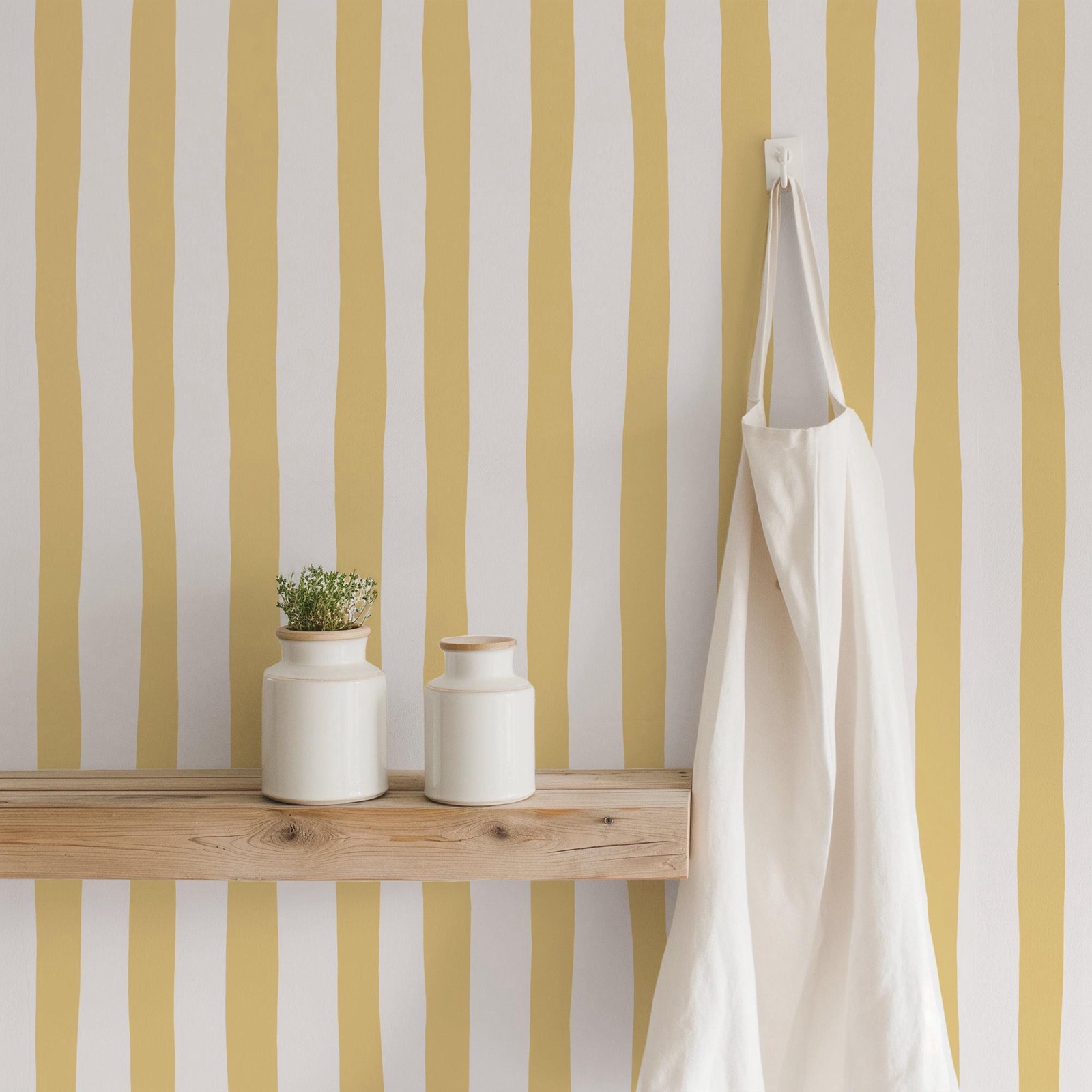Baby Nursery Yellow Walls - Carta da parati con strisce oscillanti