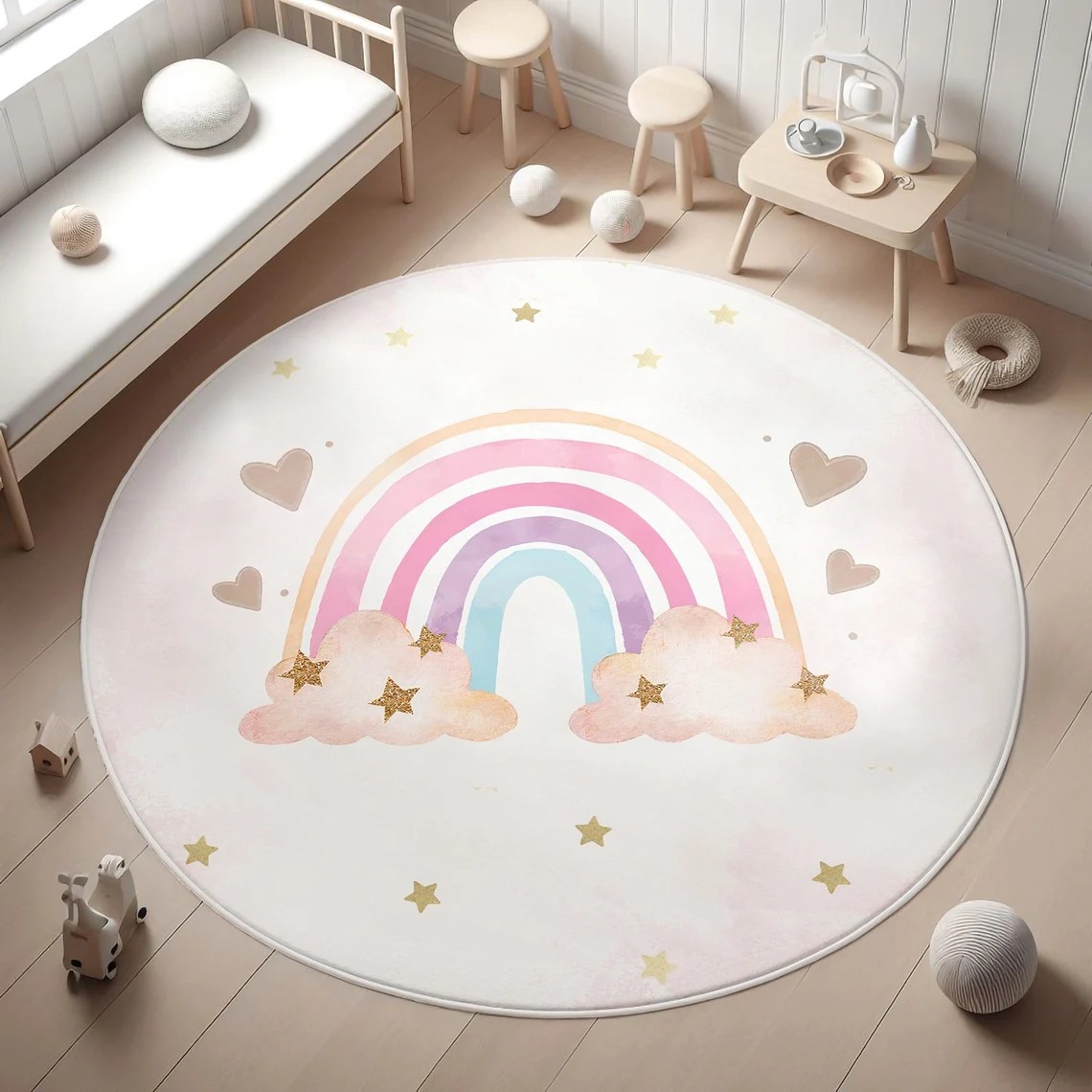 Soft Rug Nursery - Tappeto per bambini arcobaleno, Tappeto per