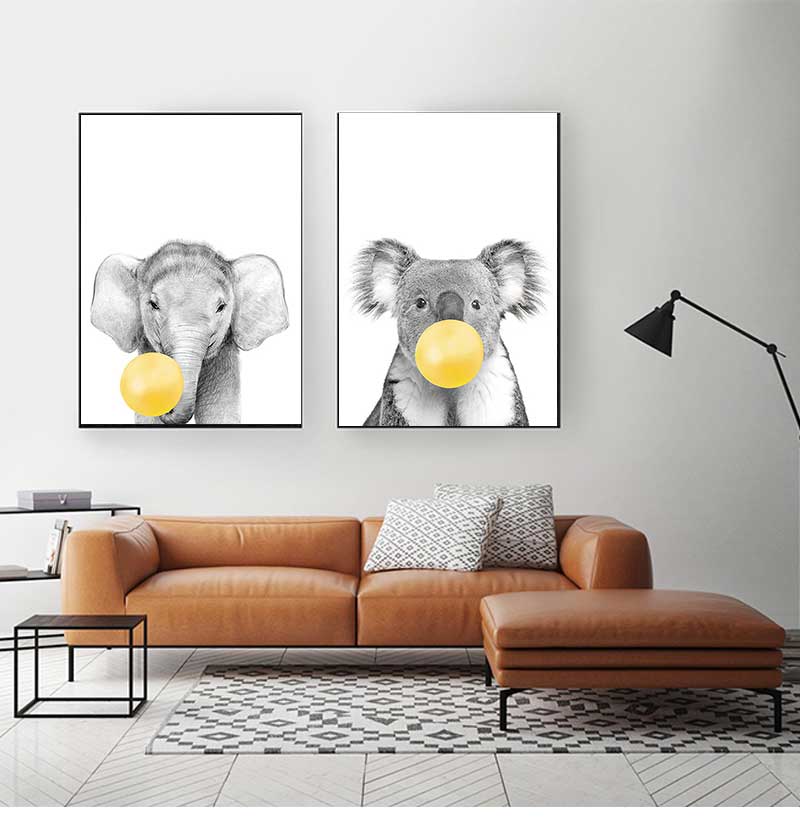 Baby Nursery Yellow Walls - 1 pz. Quadro su tela senza