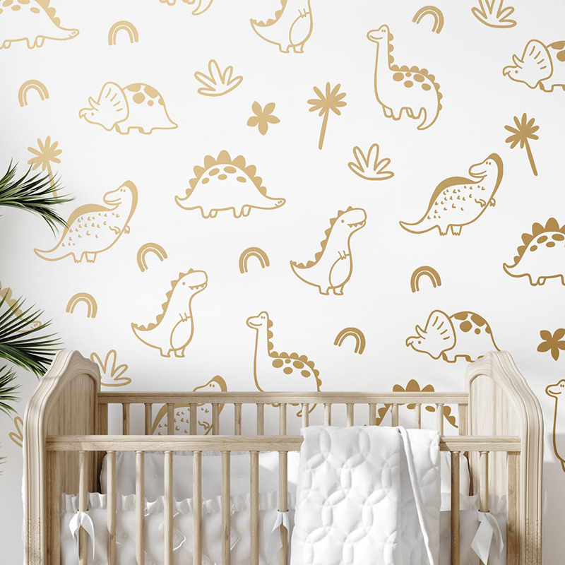 Baby Nursery Panelling - Adesivo da parete geometrico dinosauro albero