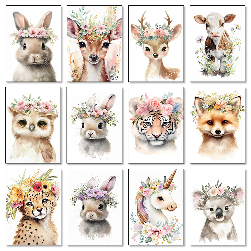Baby Unicorn Nursery - Baby Bear Bunny Cervo Procione Gufo