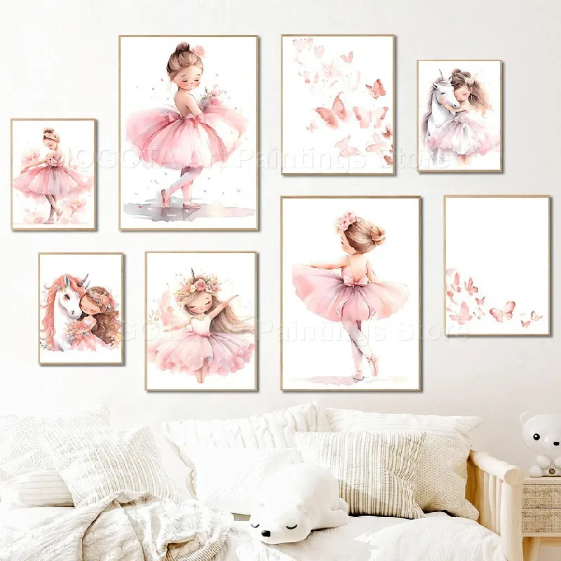 Baby Unicorn Nursery - 1 Pezzo--Quadro su Tela con Unicorno