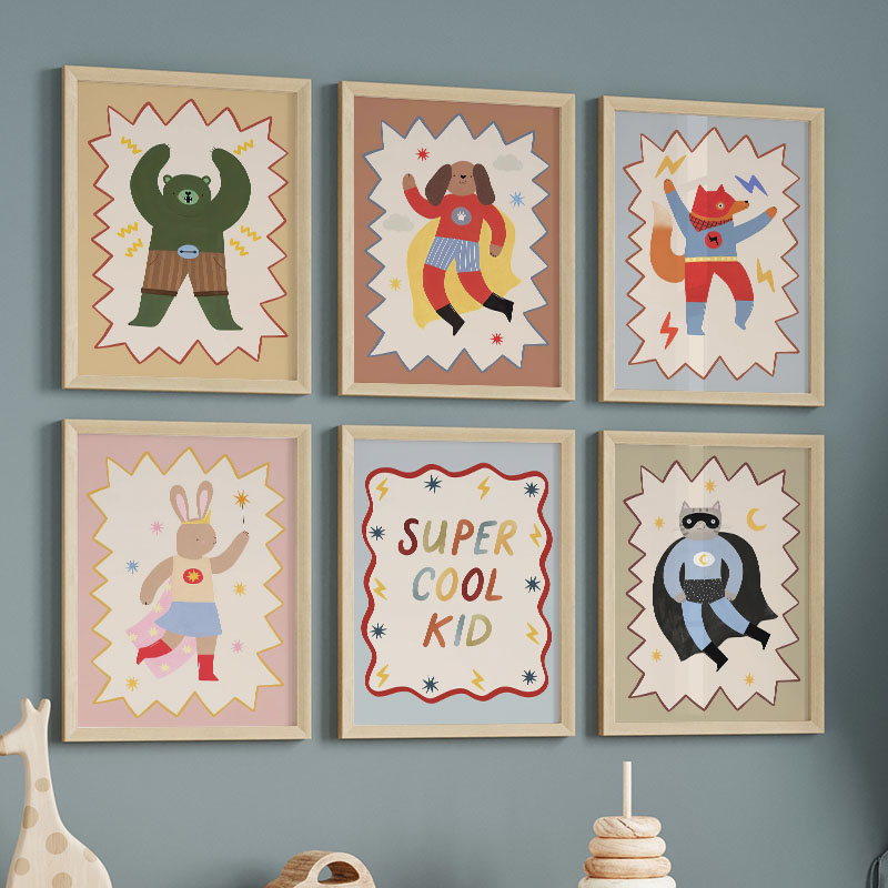 Baby Nursery Prints - Divertenti Cartoni Animati Super Cool, Quadri