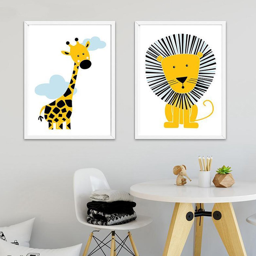 Cartoon Animal poster Yellow L - Baby Nursery Yellow Walls recensione e prezzo