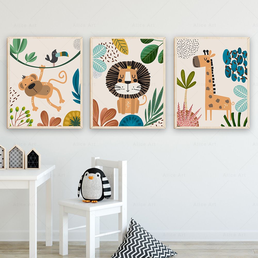 Poster Boho con Scimmie, Leoni - Baby Nursery Prints recensione e prezzo