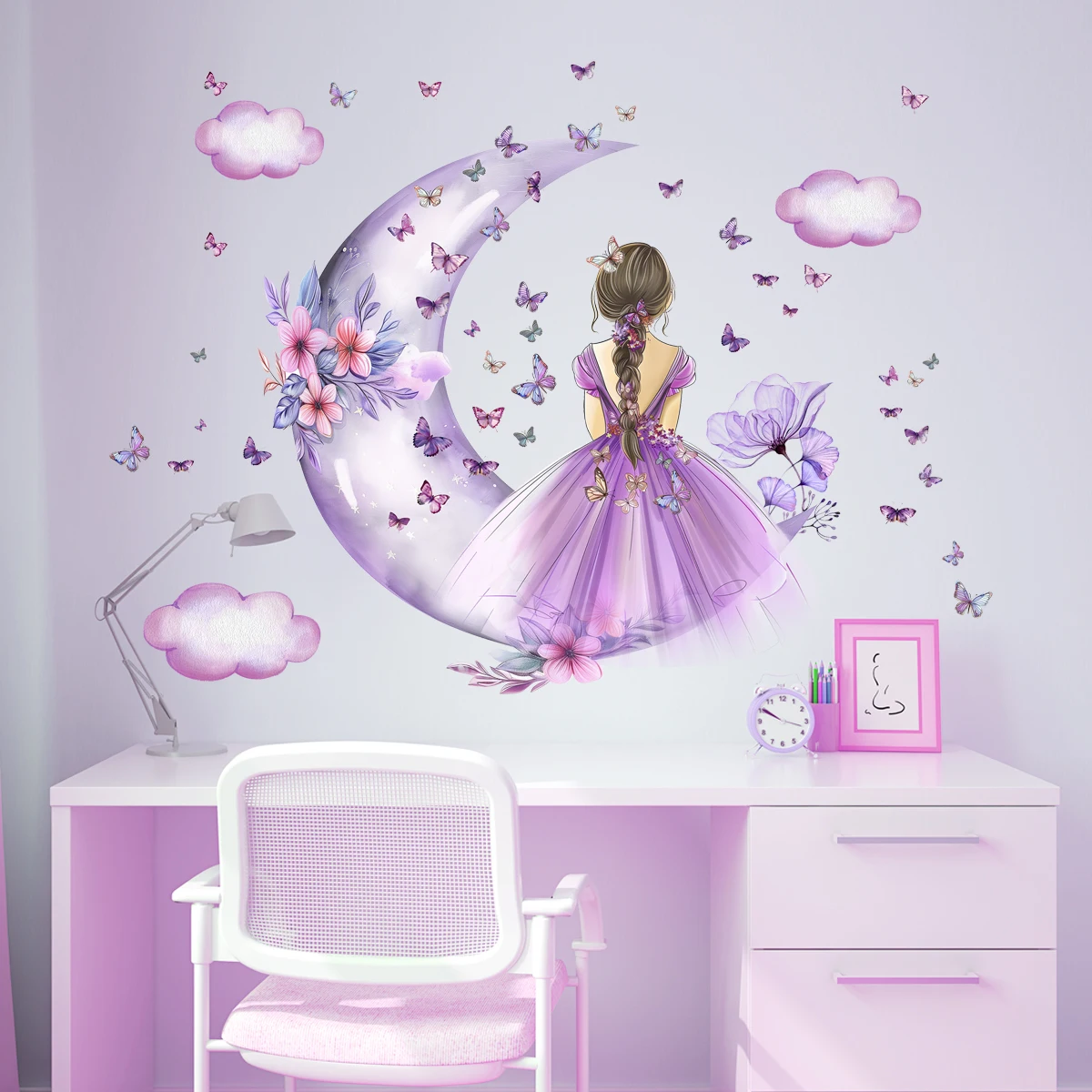 Ragazza Luna Farfalle Adesivi  - Baby Nursery Ideas Girl recensione e prezzo