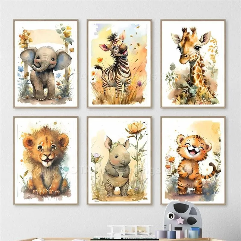 Acquerello Leone Giraffa Tigre - Baby Nursery Prints recensione e prezzo