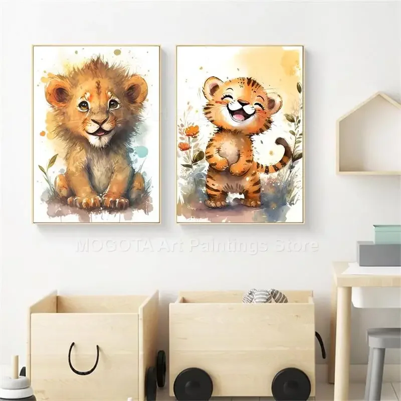 Acquerello Leone Giraffa Tigre - Baby Nursery Prints recensione e prezzo