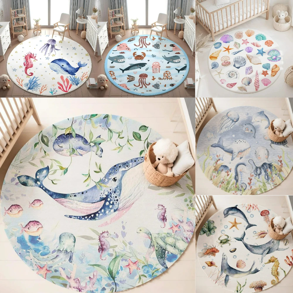 Tappeto rotondo blu con animal - Soft Rug Nursery recensione e prezzo